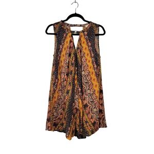 Umgee Small Boho Sleeveless Flowy Floral Mini Dress Festival Hippie Grunge Fairy